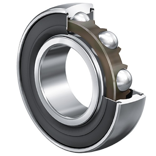 Self-aligning deep groove ball bearing, spherical outer ring, inner ring for fit, R seals