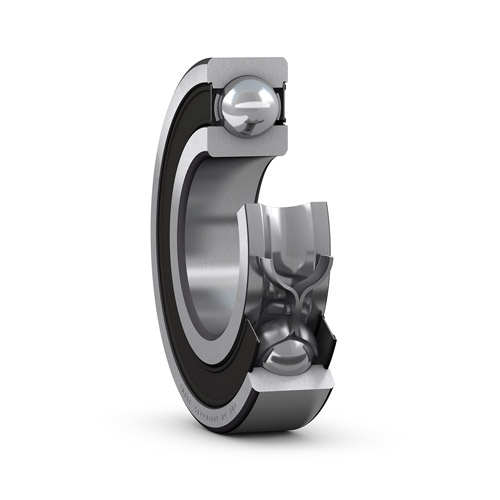 Ball bearing cutaway view, SKF single row deep groove ball bearing with seals